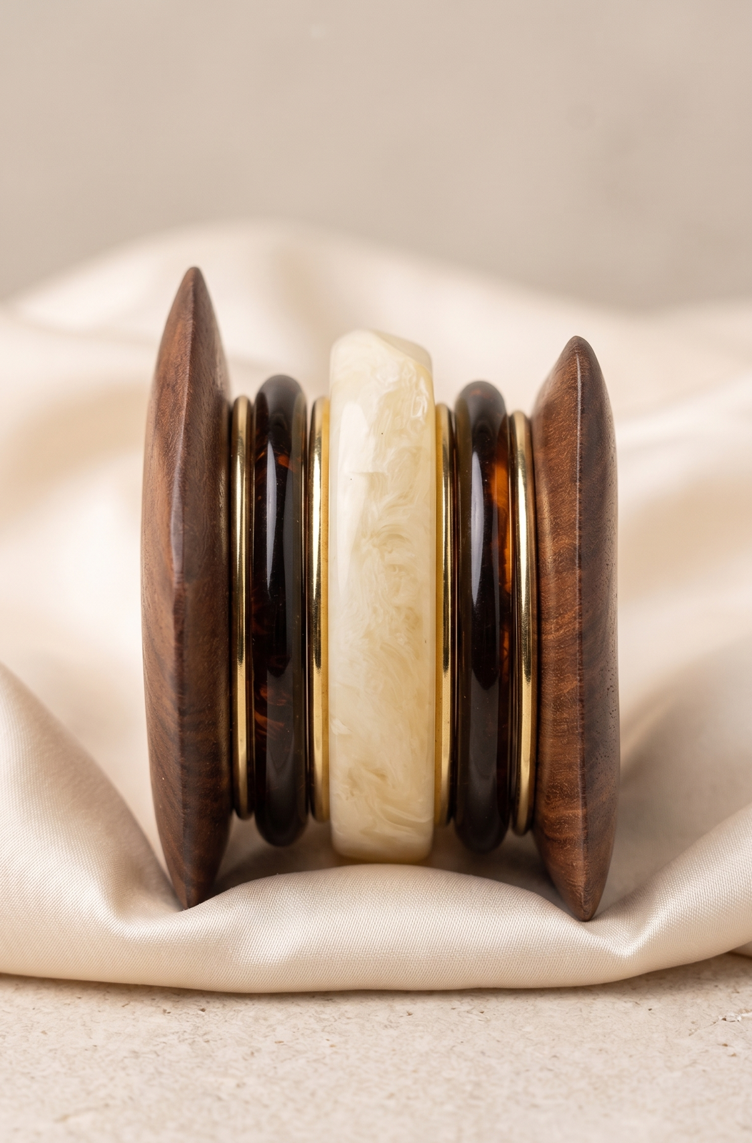 Block Party Inlaid Wood Resin Bangle Set